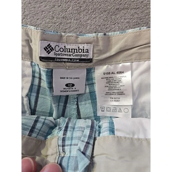 Columbia Women's Plaid Shorts Size‎ 12 Blue White Casual Outdoor Hiking - Picture 4 of 6